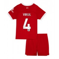 Dětský fotbalový dres Liverpool Virgil van Dijk #4 2023-24 Domácí Krátký Rukáv (+ trenýrky)